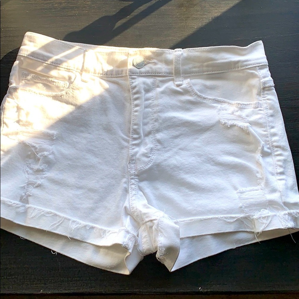 Abercrombie and Fitch white high rise jean shorts